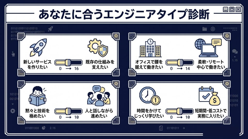 エンジニアタイプ診断、どんな働き方が好き？